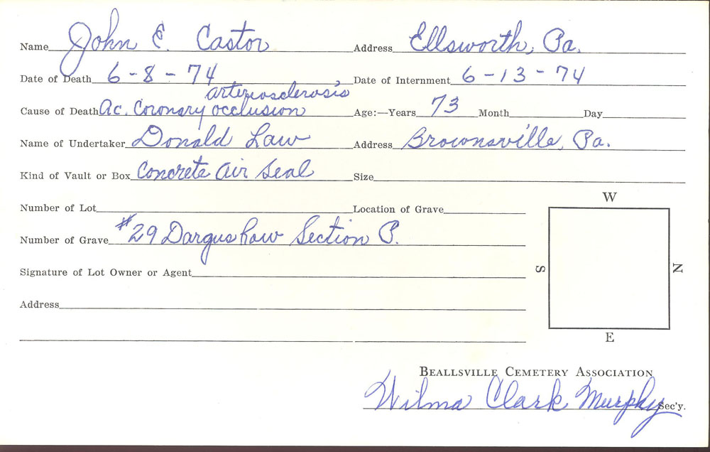 burial card